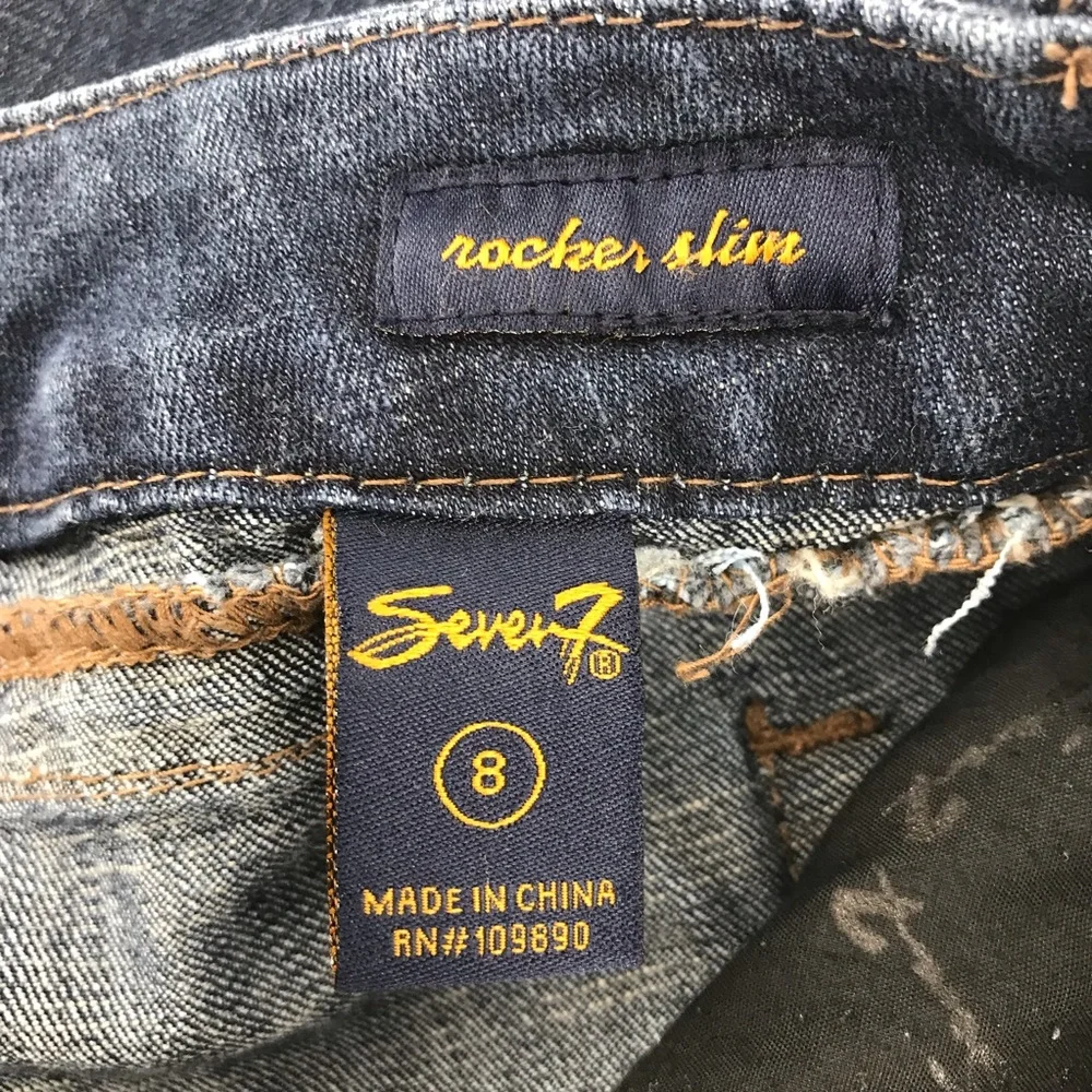 Seven7 Rocker Slim Dark Wash Mid Rise Bootcut Denim Jeans Size 8 - Picture 7 of 9